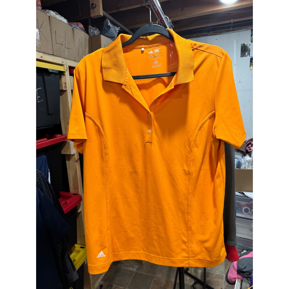 Adidas Golf Puremotion Orange Polo Shirt Womens XL Short Sleeve Athletic Top